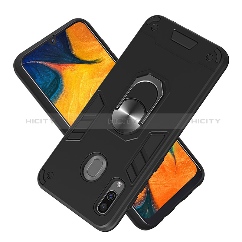 Coque Contour Silicone et Plastique Housse Etui Mat avec Magnetique Support Bague Anneau Y01B pour Samsung Galaxy A30 Plus