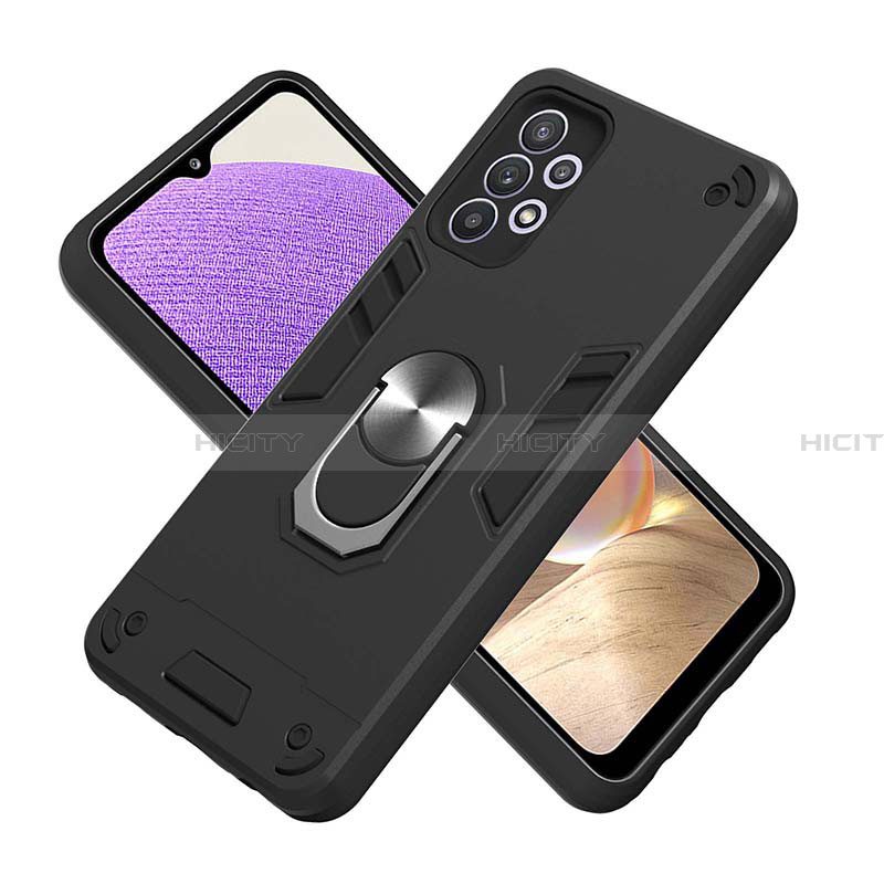 Coque Contour Silicone et Plastique Housse Etui Mat avec Magnetique Support Bague Anneau Y01B pour Samsung Galaxy A32 5G Plus