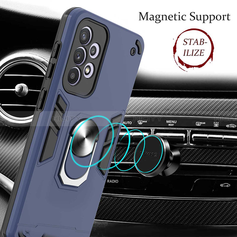 Coque Contour Silicone et Plastique Housse Etui Mat avec Magnetique Support Bague Anneau Y01B pour Samsung Galaxy A33 5G Plus