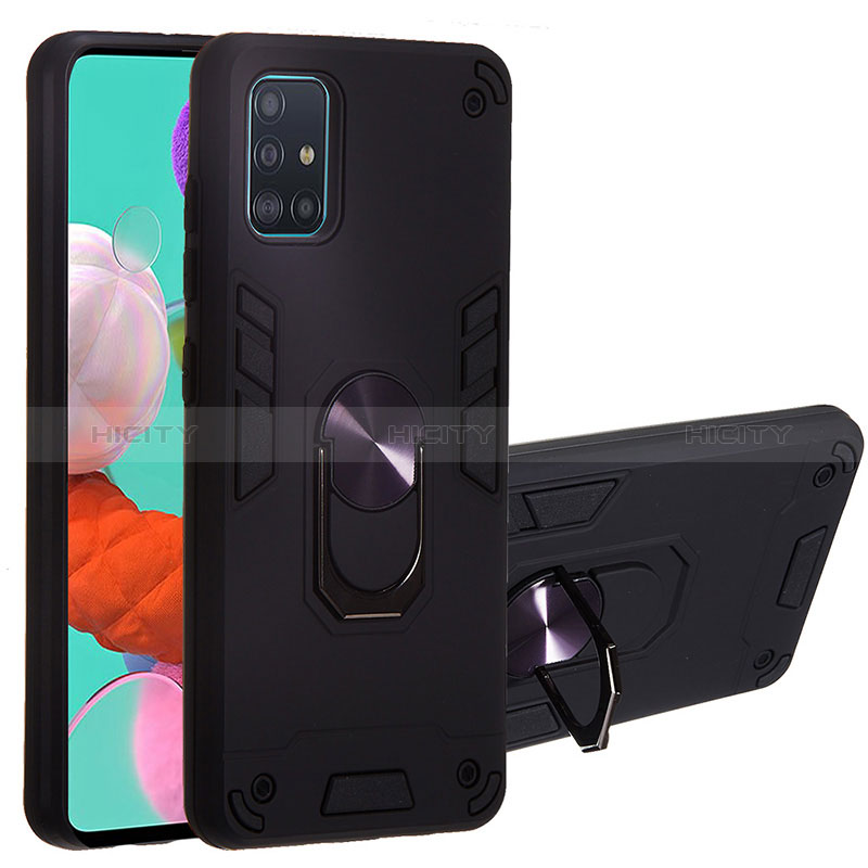 Coque Contour Silicone et Plastique Housse Etui Mat avec Magnetique Support Bague Anneau Y01B pour Samsung Galaxy A51 5G Plus