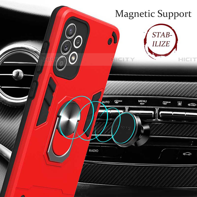 Coque Contour Silicone et Plastique Housse Etui Mat avec Magnetique Support Bague Anneau Y01B pour Samsung Galaxy A52 5G Plus