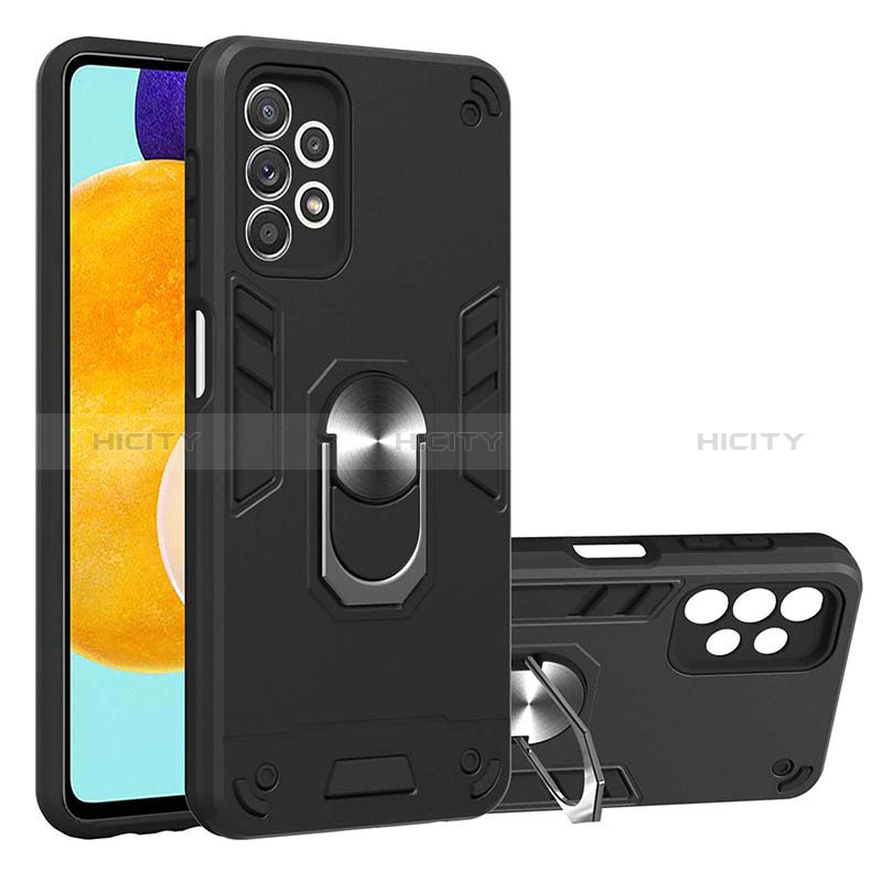 Coque Contour Silicone et Plastique Housse Etui Mat avec Magnetique Support Bague Anneau Y01B pour Samsung Galaxy A52s 5G Noir Plus