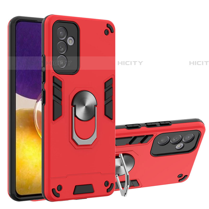 Coque Contour Silicone et Plastique Housse Etui Mat avec Magnetique Support Bague Anneau Y01B pour Samsung Galaxy A54 5G Rouge Plus