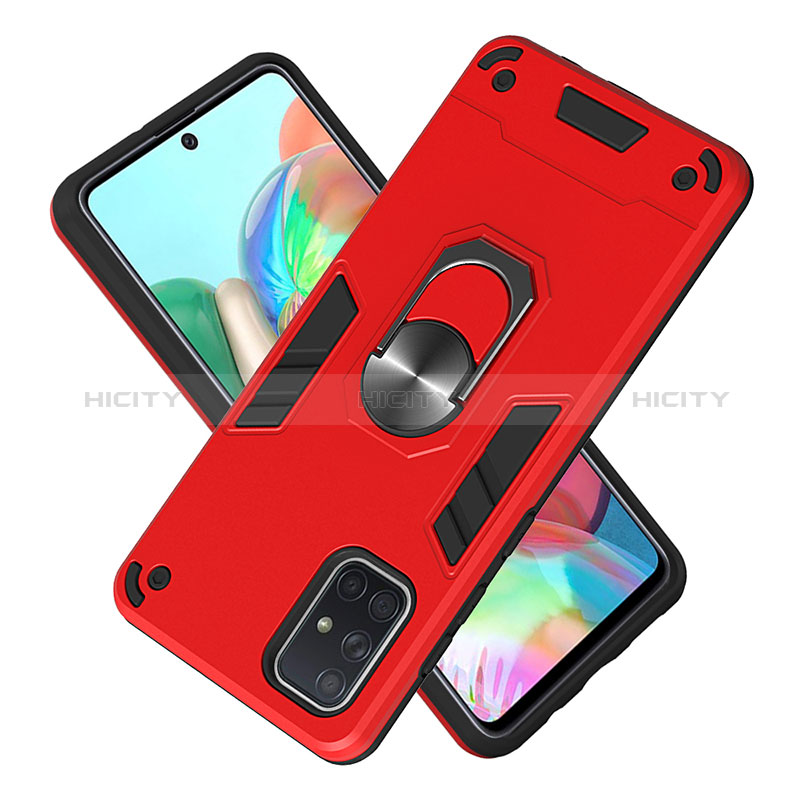 Coque Contour Silicone et Plastique Housse Etui Mat avec Magnetique Support Bague Anneau Y01B pour Samsung Galaxy A71 4G A715 Plus