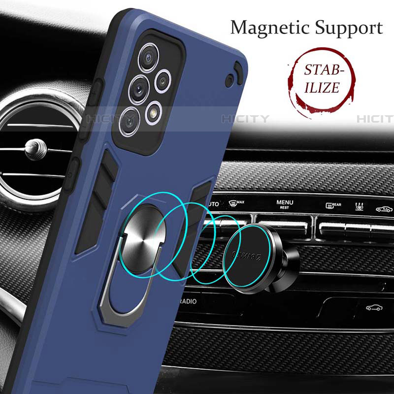 Coque Contour Silicone et Plastique Housse Etui Mat avec Magnetique Support Bague Anneau Y01B pour Samsung Galaxy A72 4G Plus