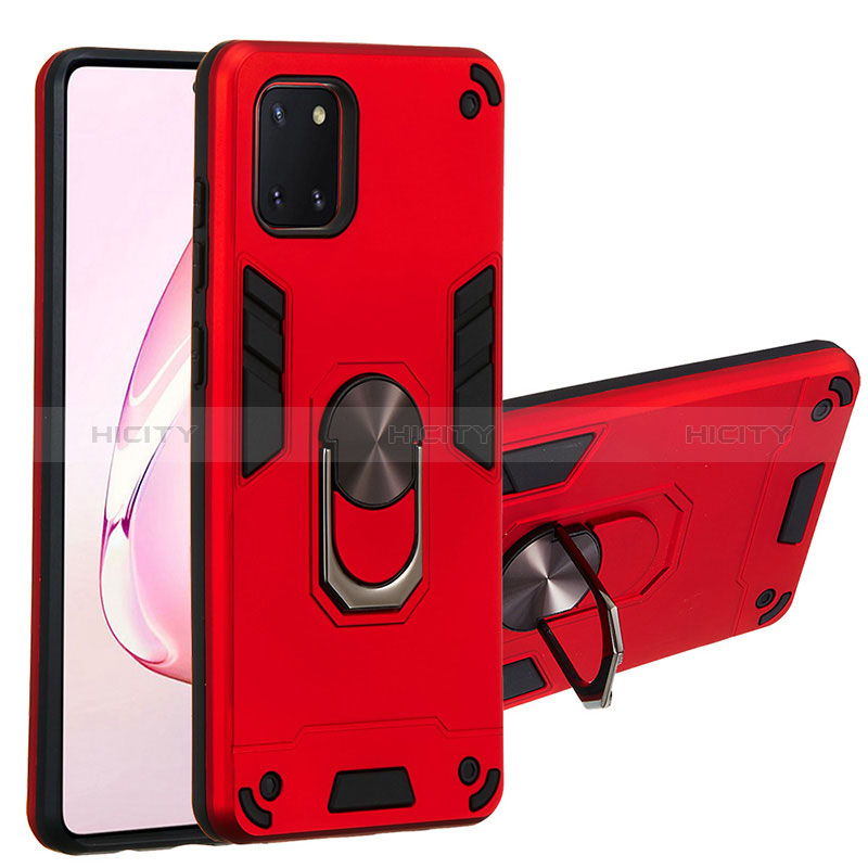 Coque Contour Silicone et Plastique Housse Etui Mat avec Magnetique Support Bague Anneau Y01B pour Samsung Galaxy A81 Plus