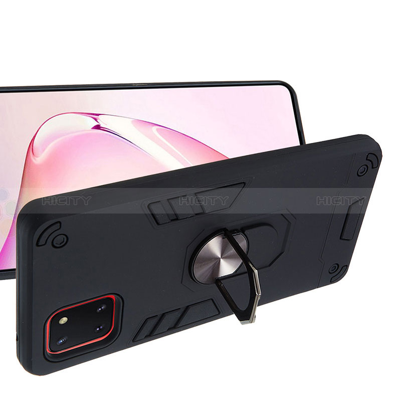 Coque Contour Silicone et Plastique Housse Etui Mat avec Magnetique Support Bague Anneau Y01B pour Samsung Galaxy A81 Plus