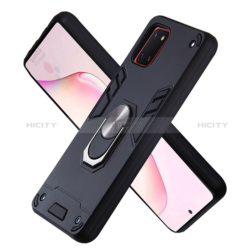 Coque Contour Silicone et Plastique Housse Etui Mat avec Magnetique Support Bague Anneau Y01B pour Samsung Galaxy A81 Plus