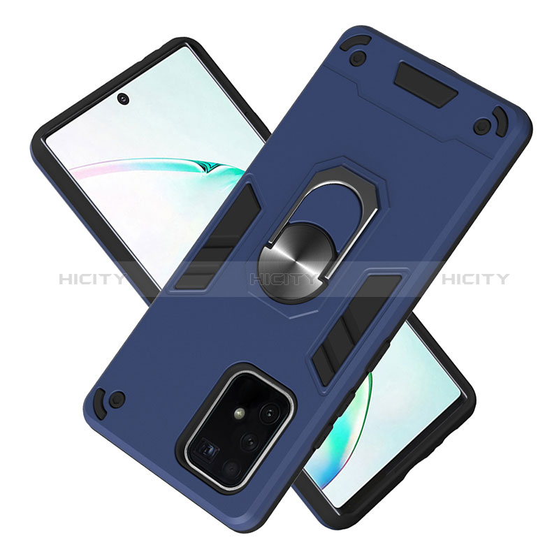 Coque Contour Silicone et Plastique Housse Etui Mat avec Magnetique Support Bague Anneau Y01B pour Samsung Galaxy A91 Plus