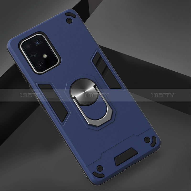 Coque Contour Silicone et Plastique Housse Etui Mat avec Magnetique Support Bague Anneau Y01B pour Samsung Galaxy A91 Plus