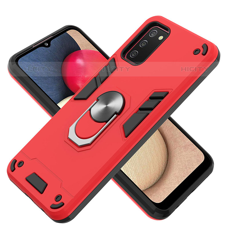 Coque Contour Silicone et Plastique Housse Etui Mat avec Magnetique Support Bague Anneau Y01B pour Samsung Galaxy M02s Plus