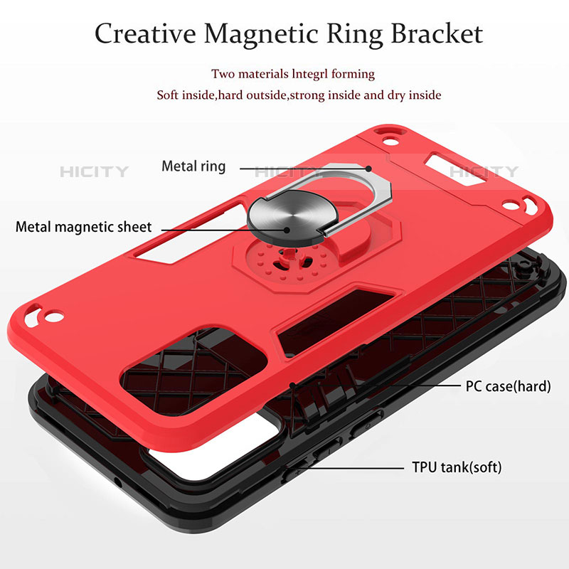 Coque Contour Silicone et Plastique Housse Etui Mat avec Magnetique Support Bague Anneau Y01B pour Samsung Galaxy M02s Plus