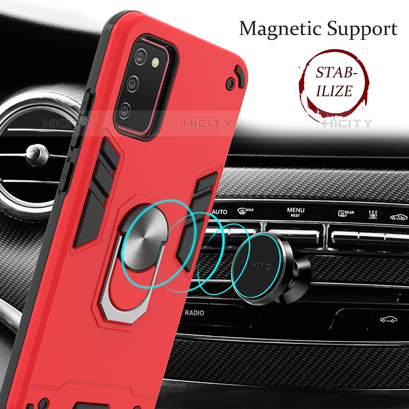 Coque Contour Silicone et Plastique Housse Etui Mat avec Magnetique Support Bague Anneau Y01B pour Samsung Galaxy M02s Plus