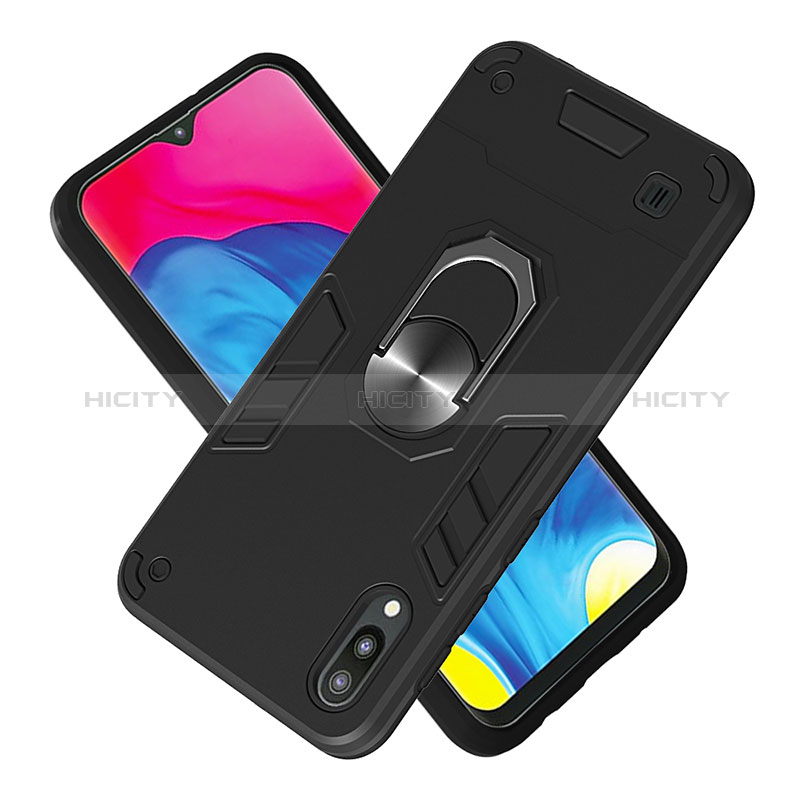 Coque Contour Silicone et Plastique Housse Etui Mat avec Magnetique Support Bague Anneau Y01B pour Samsung Galaxy M10 Plus