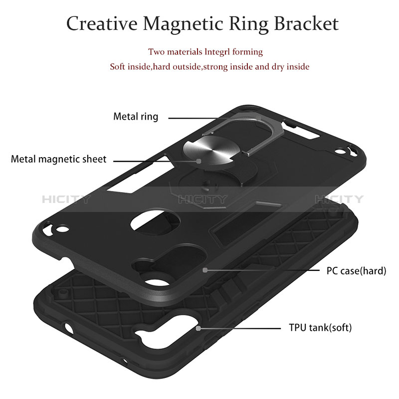 Coque Contour Silicone et Plastique Housse Etui Mat avec Magnetique Support Bague Anneau Y01B pour Samsung Galaxy M11 Plus