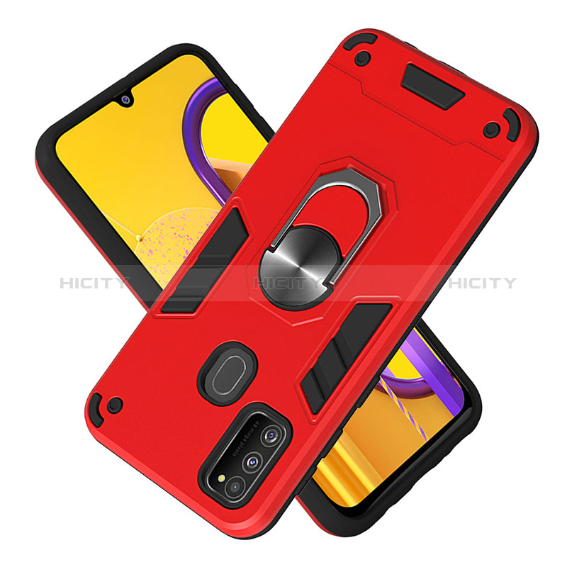 Coque Contour Silicone et Plastique Housse Etui Mat avec Magnetique Support Bague Anneau Y01B pour Samsung Galaxy M21 Plus