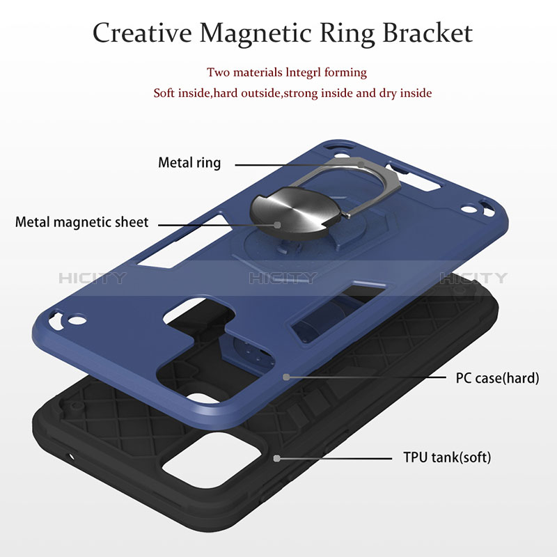 Coque Contour Silicone et Plastique Housse Etui Mat avec Magnetique Support Bague Anneau Y01B pour Samsung Galaxy M31 Plus