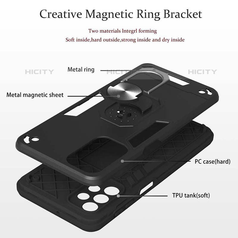 Coque Contour Silicone et Plastique Housse Etui Mat avec Magnetique Support Bague Anneau Y01B pour Samsung Galaxy M32 5G Plus