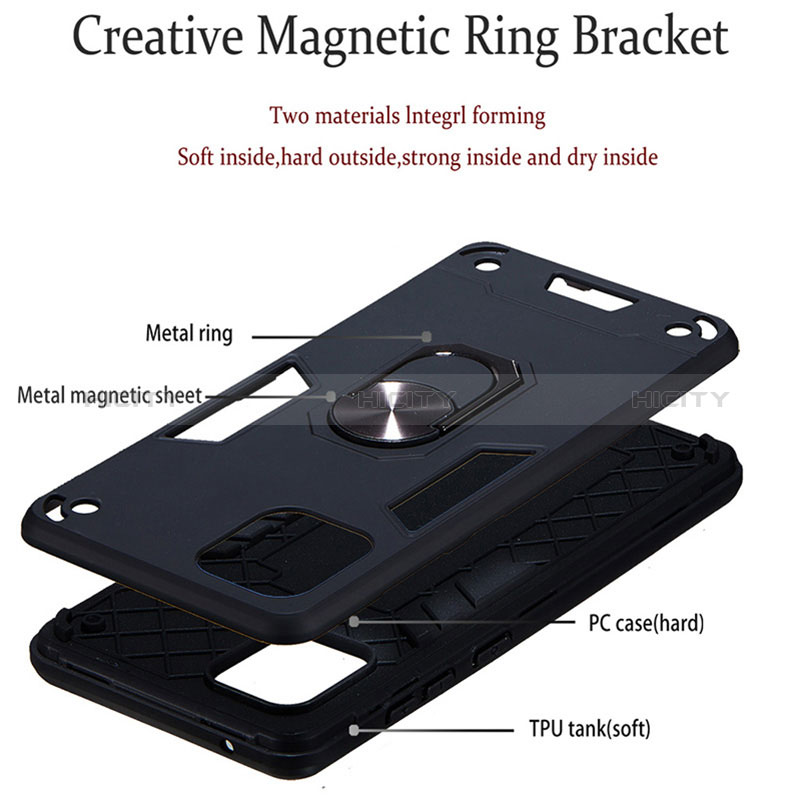 Coque Contour Silicone et Plastique Housse Etui Mat avec Magnetique Support Bague Anneau Y01B pour Samsung Galaxy Note 10 Lite Plus