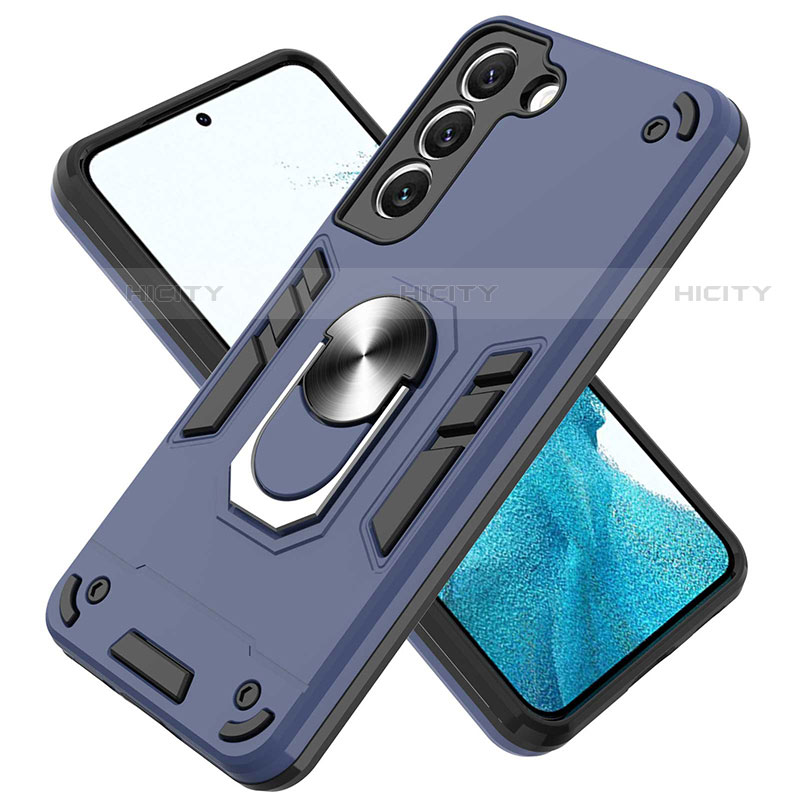 Coque Contour Silicone et Plastique Housse Etui Mat avec Magnetique Support Bague Anneau Y01B pour Samsung Galaxy S21 FE 5G Plus