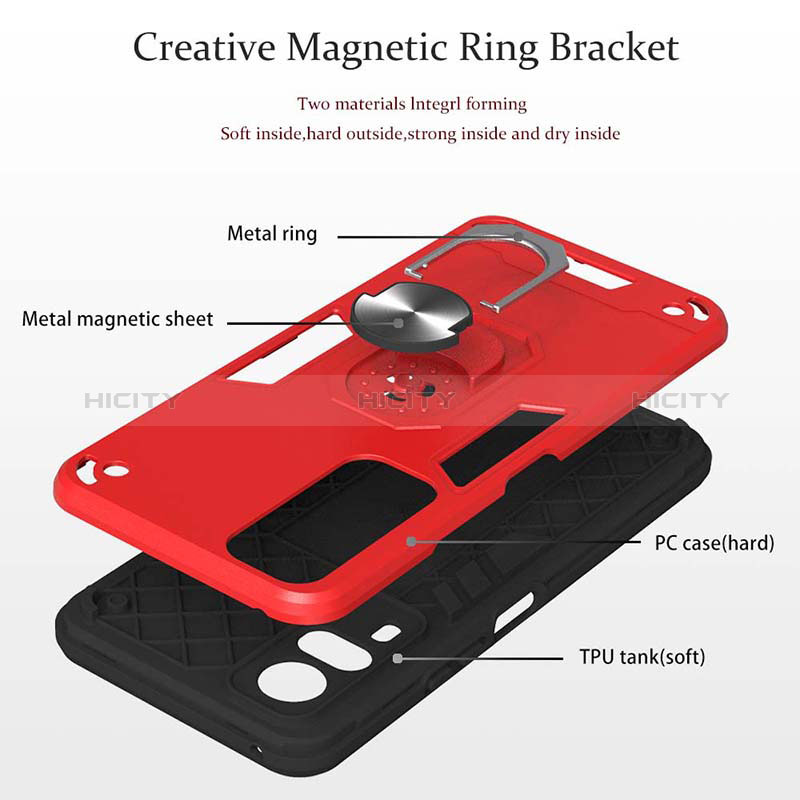 Coque Contour Silicone et Plastique Housse Etui Mat avec Magnetique Support Bague Anneau Y01B pour Vivo Y53s NFC Plus