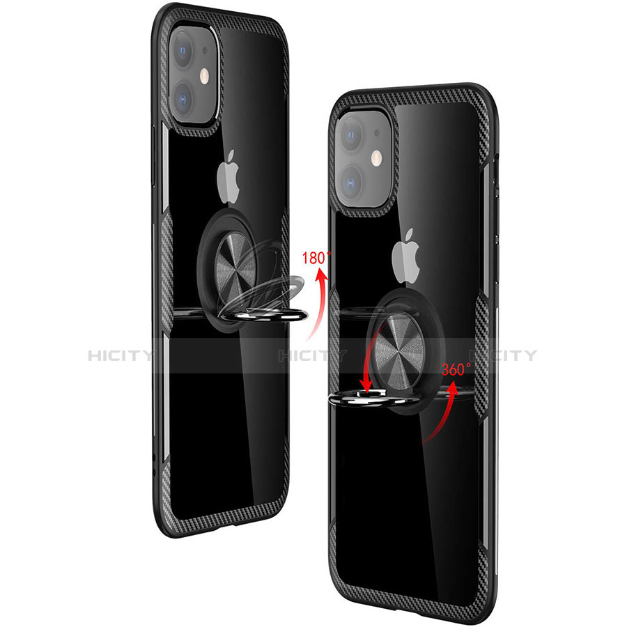 Coque Contour Silicone et Plastique Housse Etui Mat avec Magnetique Support Bague Anneau Y02 pour Apple iPhone 11 Plus