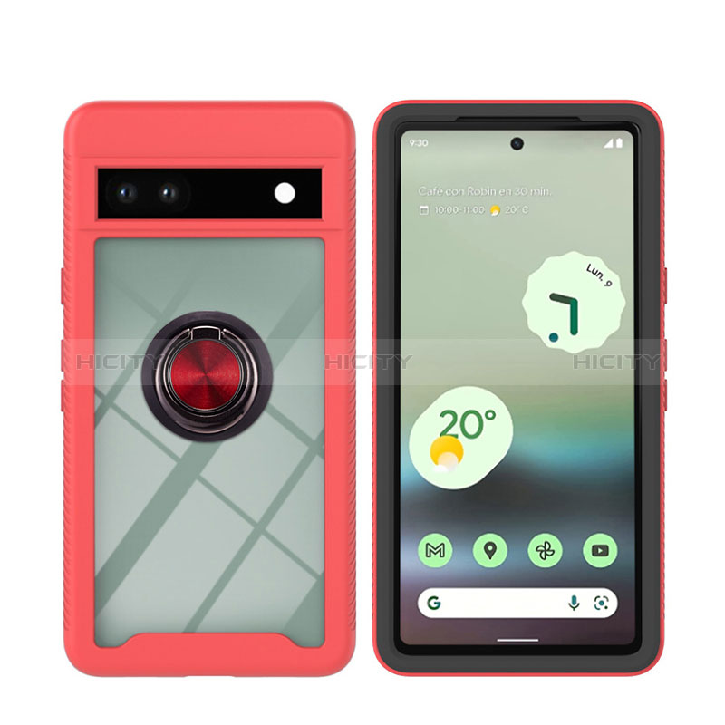 Coque Contour Silicone et Plastique Housse Etui Mat avec Magnetique Support Bague Anneau YB1 pour Google Pixel 7a 5G Plus