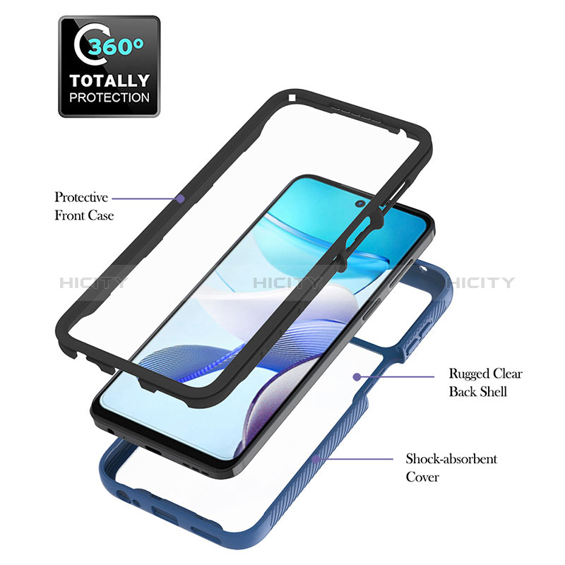 Coque Contour Silicone et Plastique Housse Etui Mat avec Magnetique Support Bague Anneau YB1 pour Motorola Moto G53 5G Plus