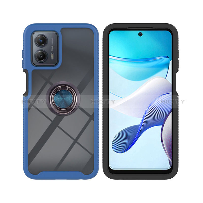 Coque Contour Silicone et Plastique Housse Etui Mat avec Magnetique Support Bague Anneau YB1 pour Motorola Moto G53j 5G Plus