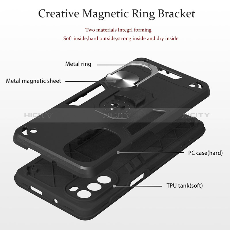 Coque Contour Silicone et Plastique Housse Etui Mat avec Magnetique Support Bague Anneau YB1 pour Motorola Moto G62 5G Plus