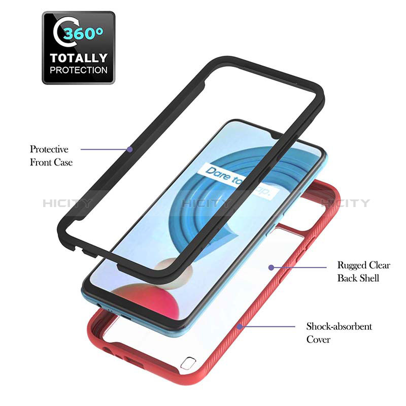 Coque Contour Silicone et Plastique Housse Etui Mat avec Magnetique Support Bague Anneau YB1 pour Realme C21Y Plus