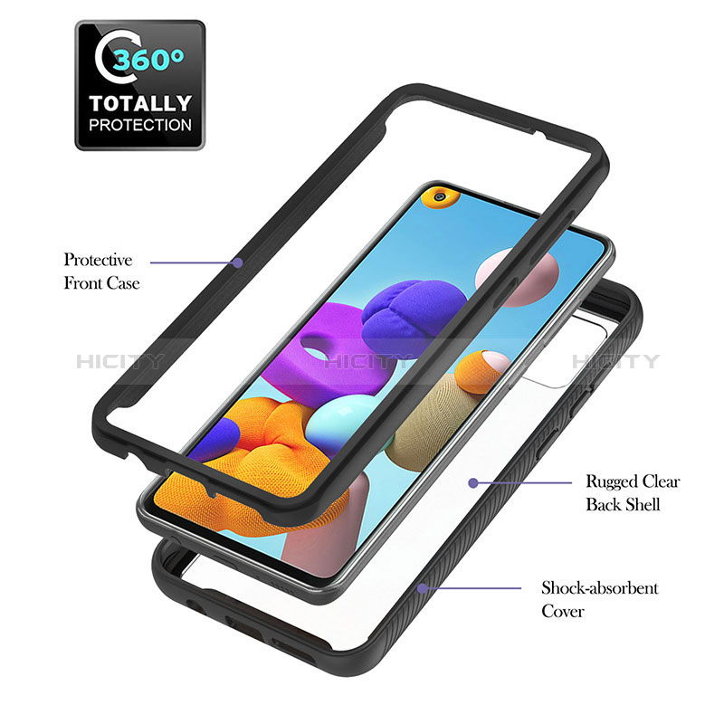 Coque Contour Silicone et Plastique Housse Etui Mat avec Magnetique Support Bague Anneau YB1 pour Samsung Galaxy A21s Plus