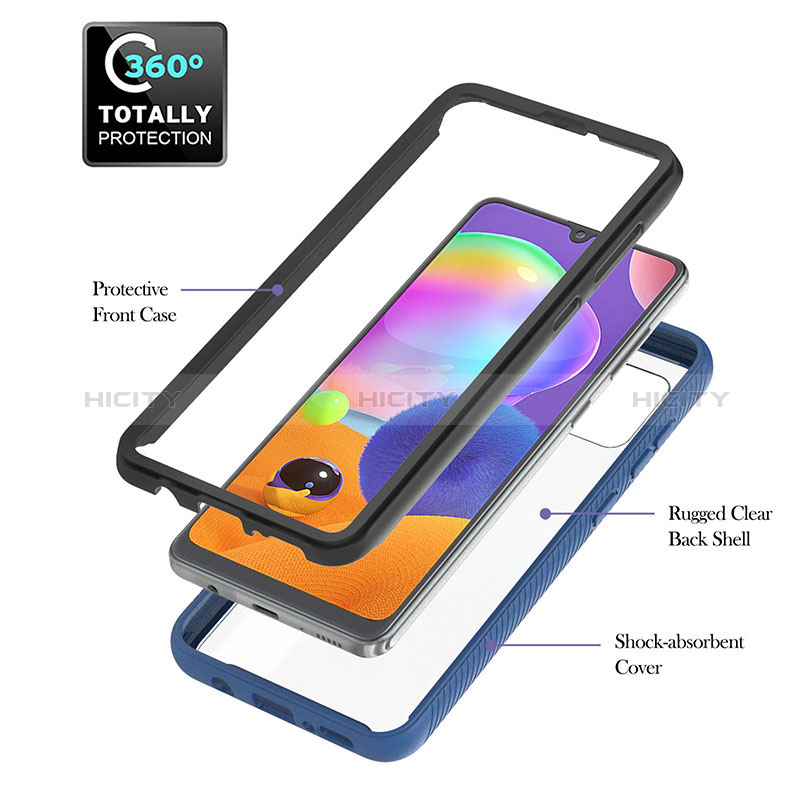 Coque Contour Silicone et Plastique Housse Etui Mat avec Magnetique Support Bague Anneau YB1 pour Samsung Galaxy A31 Plus