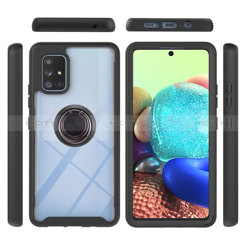 Coque Contour Silicone et Plastique Housse Etui Mat avec Magnetique Support Bague Anneau YB1 pour Samsung Galaxy A71 5G Plus