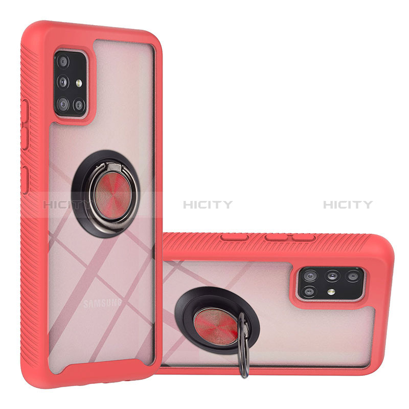 Coque Contour Silicone et Plastique Housse Etui Mat avec Magnetique Support Bague Anneau YB1 pour Samsung Galaxy M40S Rouge Plus