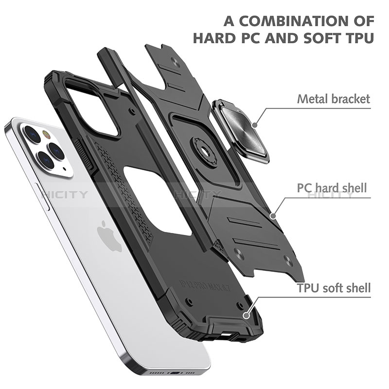 Coque Contour Silicone et Plastique Housse Etui Mat avec Magnetique Support Bague Anneau YF1 pour Apple iPhone 14 Pro Plus