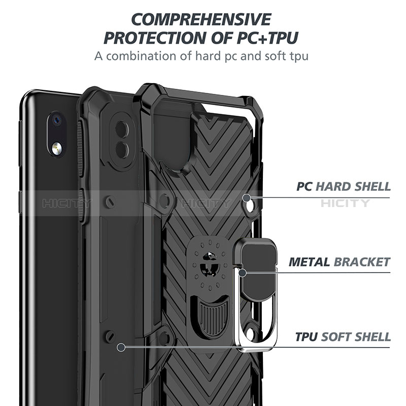 Coque Contour Silicone et Plastique Housse Etui Mat avec Magnetique Support Bague Anneau YF1 pour Samsung Galaxy A01 Core Plus