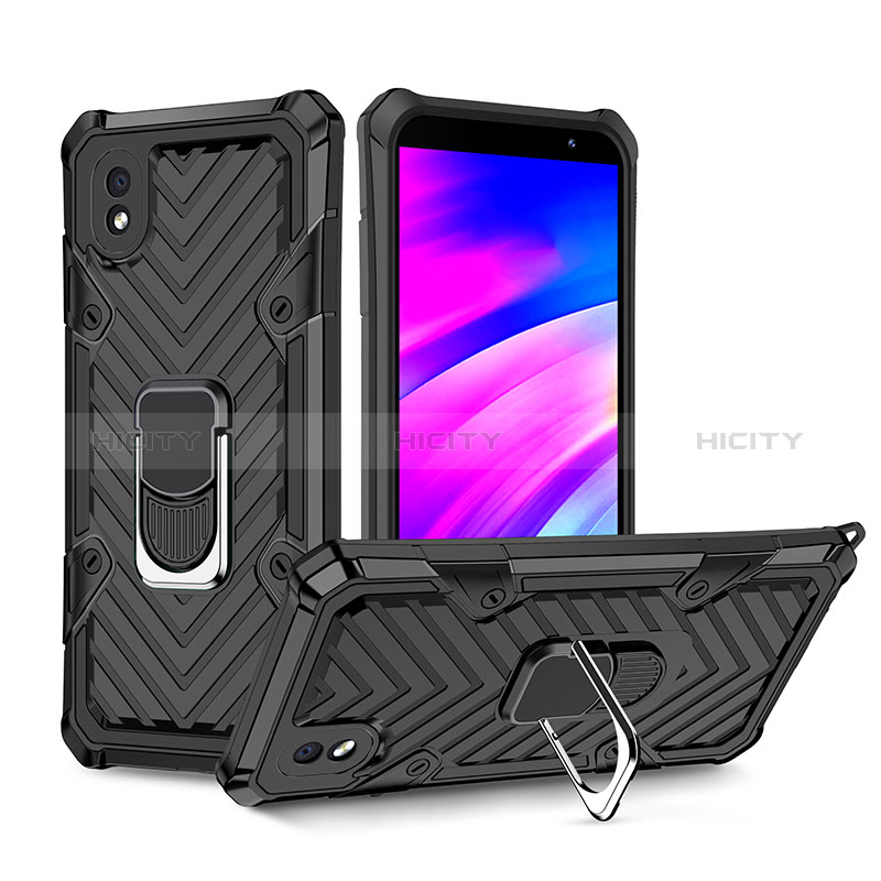 Coque Contour Silicone et Plastique Housse Etui Mat avec Magnetique Support Bague Anneau YF1 pour Samsung Galaxy A01 Core Plus