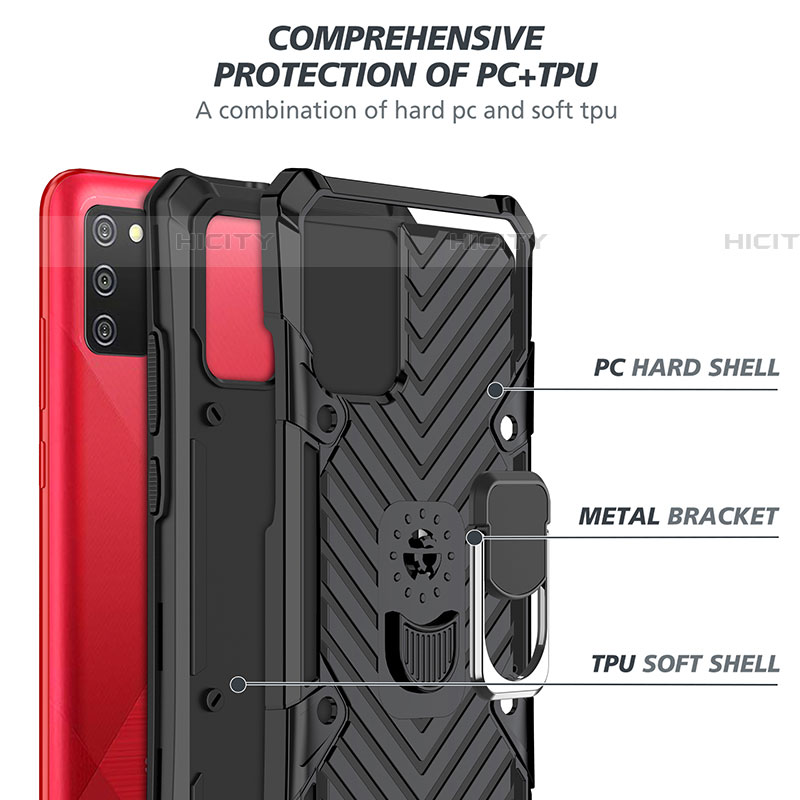 Coque Contour Silicone et Plastique Housse Etui Mat avec Magnetique Support Bague Anneau YF1 pour Samsung Galaxy A03s Plus