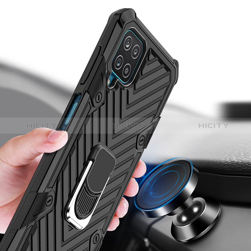 Coque Contour Silicone et Plastique Housse Etui Mat avec Magnetique Support Bague Anneau YF1 pour Samsung Galaxy A12 5G Plus