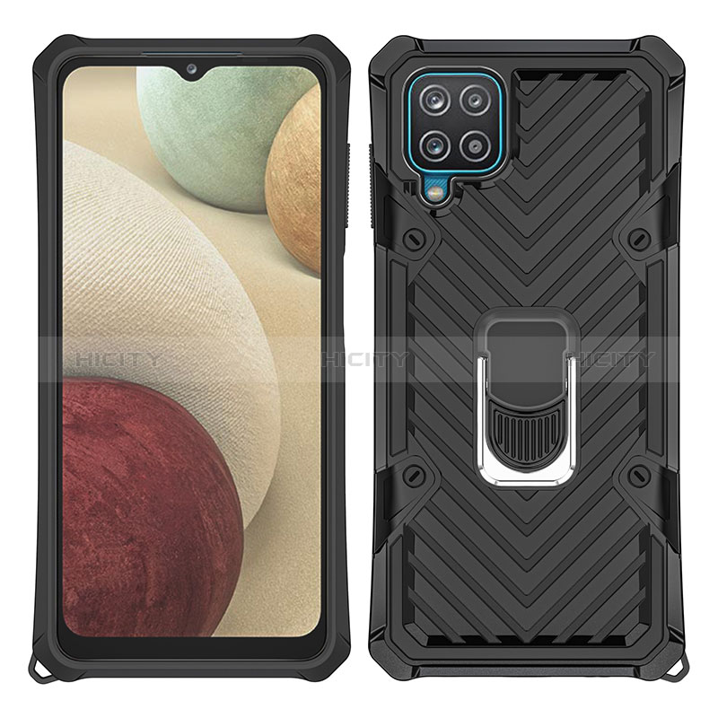 Coque Contour Silicone et Plastique Housse Etui Mat avec Magnetique Support Bague Anneau YF1 pour Samsung Galaxy A12 5G Plus