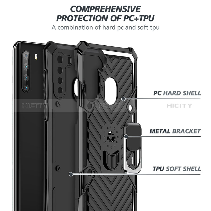 Coque Contour Silicone et Plastique Housse Etui Mat avec Magnetique Support Bague Anneau YF1 pour Samsung Galaxy A21 Plus