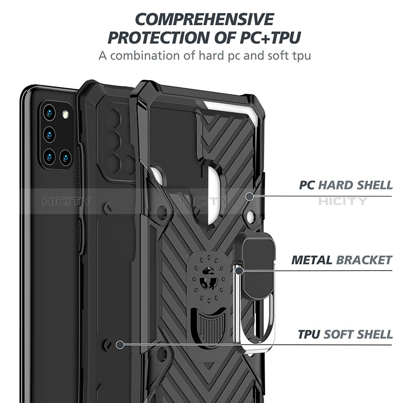 Coque Contour Silicone et Plastique Housse Etui Mat avec Magnetique Support Bague Anneau YF1 pour Samsung Galaxy A21s Plus