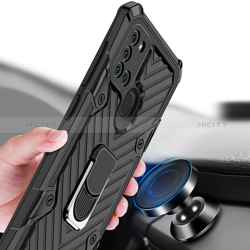 Coque Contour Silicone et Plastique Housse Etui Mat avec Magnetique Support Bague Anneau YF1 pour Samsung Galaxy A21s Plus