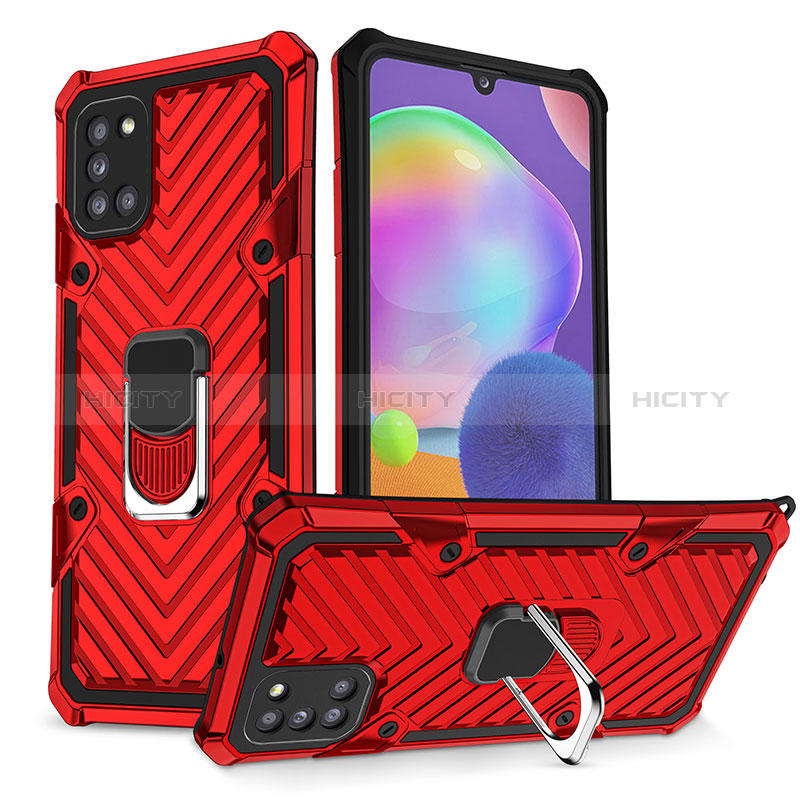 Coque Contour Silicone et Plastique Housse Etui Mat avec Magnetique Support Bague Anneau YF1 pour Samsung Galaxy A31 Plus