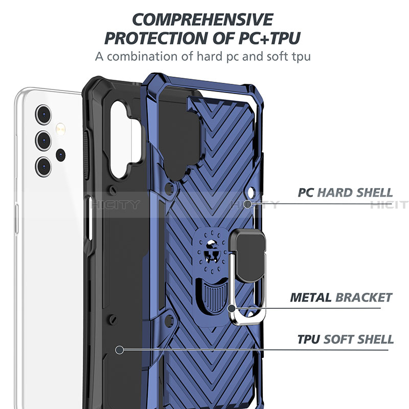 Coque Contour Silicone et Plastique Housse Etui Mat avec Magnetique Support Bague Anneau YF1 pour Samsung Galaxy A32 4G Plus