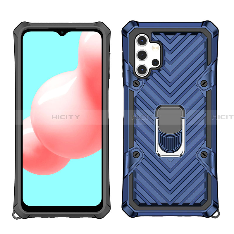 Coque Contour Silicone et Plastique Housse Etui Mat avec Magnetique Support Bague Anneau YF1 pour Samsung Galaxy A32 4G Plus