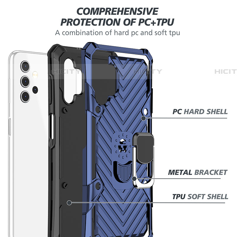 Coque Contour Silicone et Plastique Housse Etui Mat avec Magnetique Support Bague Anneau YF1 pour Samsung Galaxy A32 5G Plus