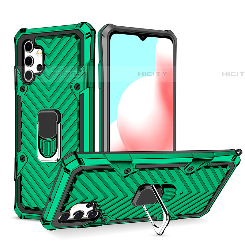 Coque Contour Silicone et Plastique Housse Etui Mat avec Magnetique Support Bague Anneau YF1 pour Samsung Galaxy A32 5G Vert Plus