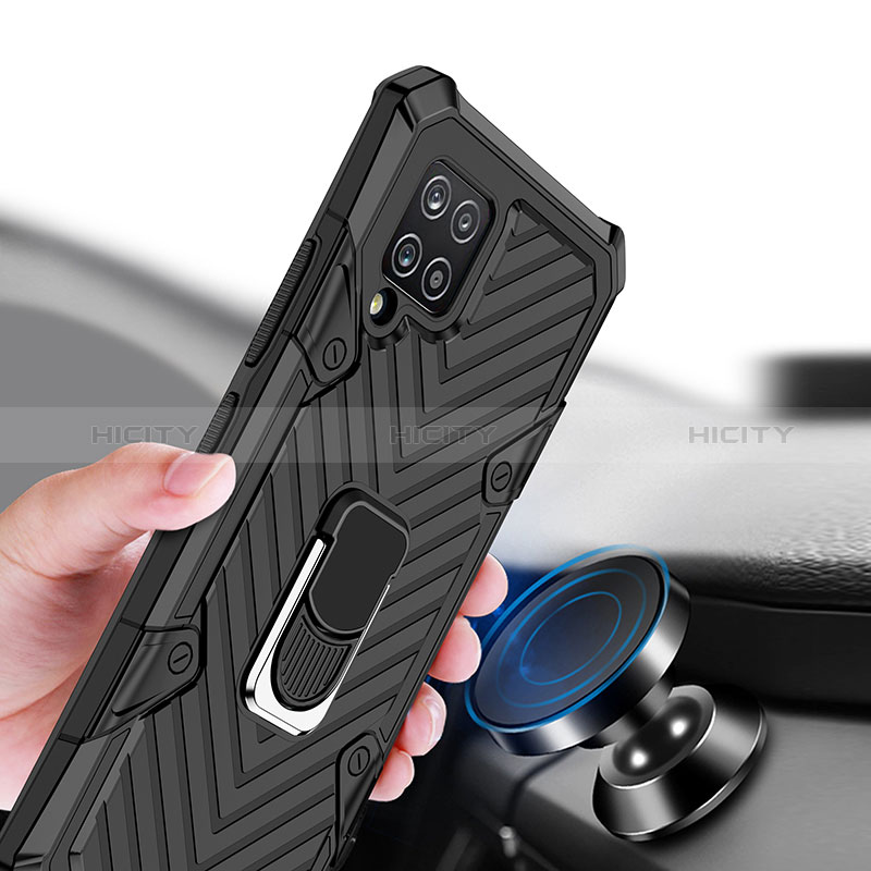 Coque Contour Silicone et Plastique Housse Etui Mat avec Magnetique Support Bague Anneau YF1 pour Samsung Galaxy A42 5G Plus